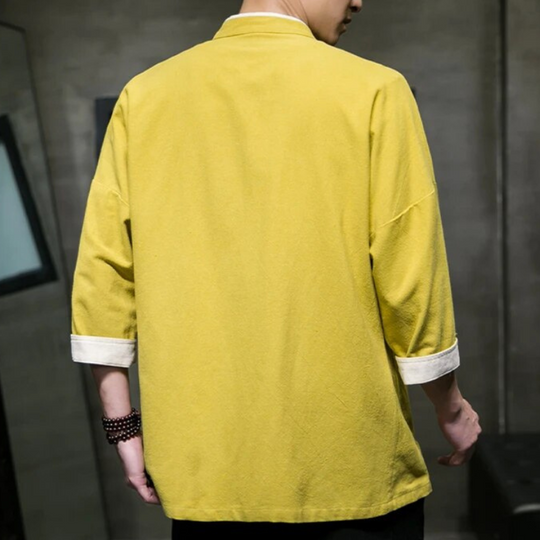 Herre Overshirt Japansk Stil i Blød Bomulds- og Linnedblanding 5