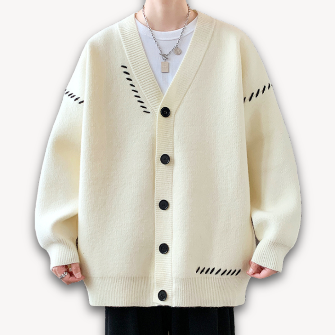 Herre Oversize Cardigan Med Knapper 1