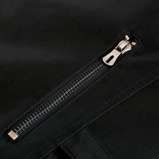 Herre PU Læderjakke med Rød Kant 5