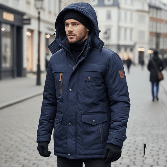 Herre Parka Mellemlængde Vindtæt Med Aftagelig Hætte 8