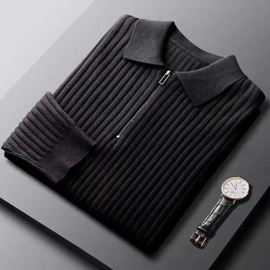 Herre Polo Sweater med Lynlås 0