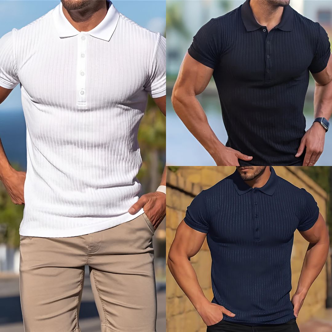 Herre Polo T-shirt Ribbet Chiffon 0