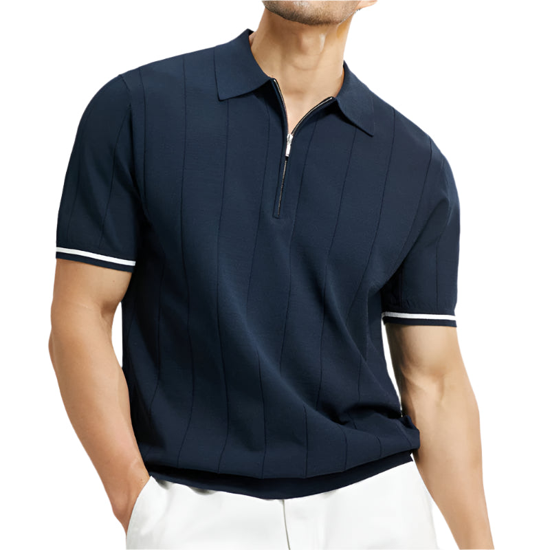 Herre Polo T-shirt i Bomuld med Quarter-Zip 0