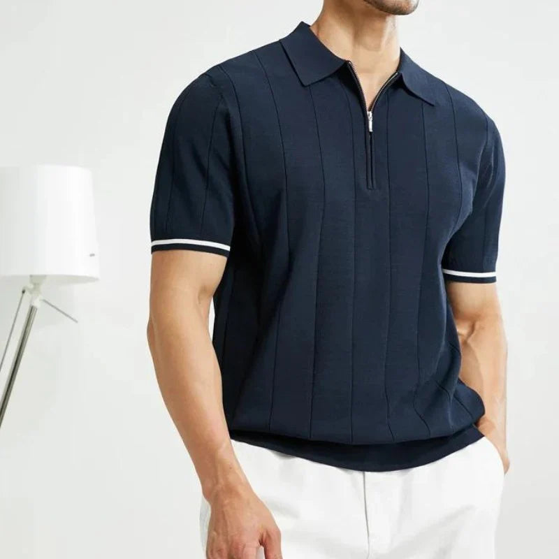 Herre Polo T-shirt i Bomuld med Quarter-Zip 1