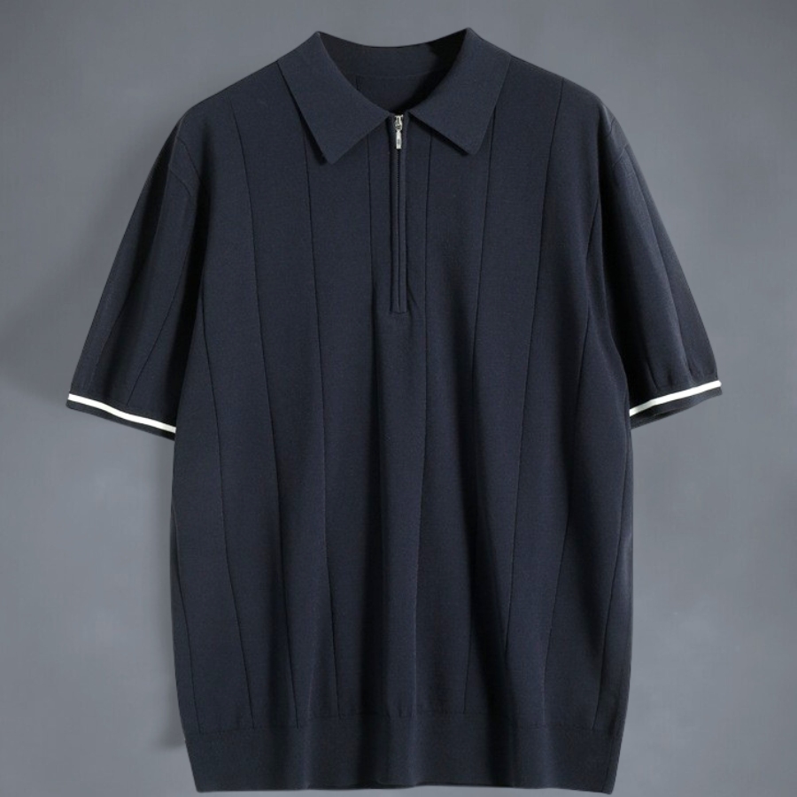 Herre Polo T-shirt i Bomuld med Quarter-Zip 2