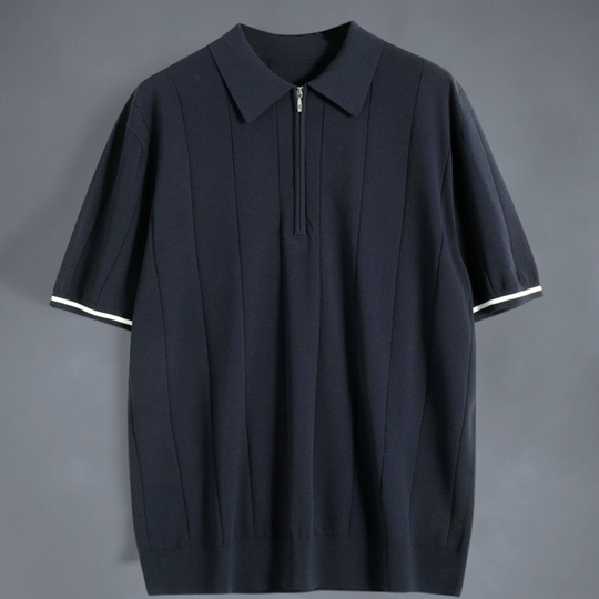 Herre Polo T-shirt i Bomuld med Quarter-Zip 2