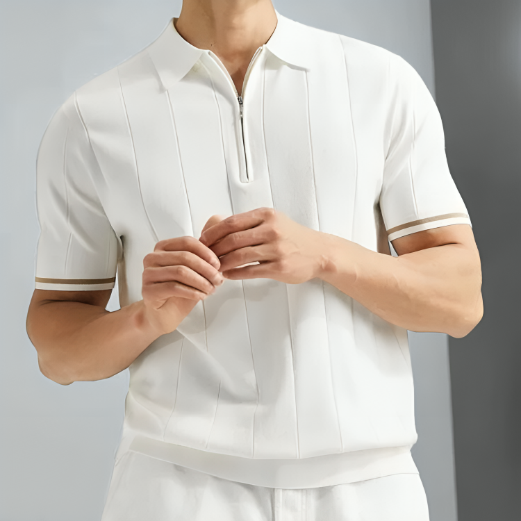 Herre Polo T-shirt i Bomuld med Quarter-Zip 4