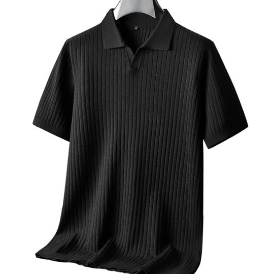 Herre Polo T-shirt med Ribbet Design 0