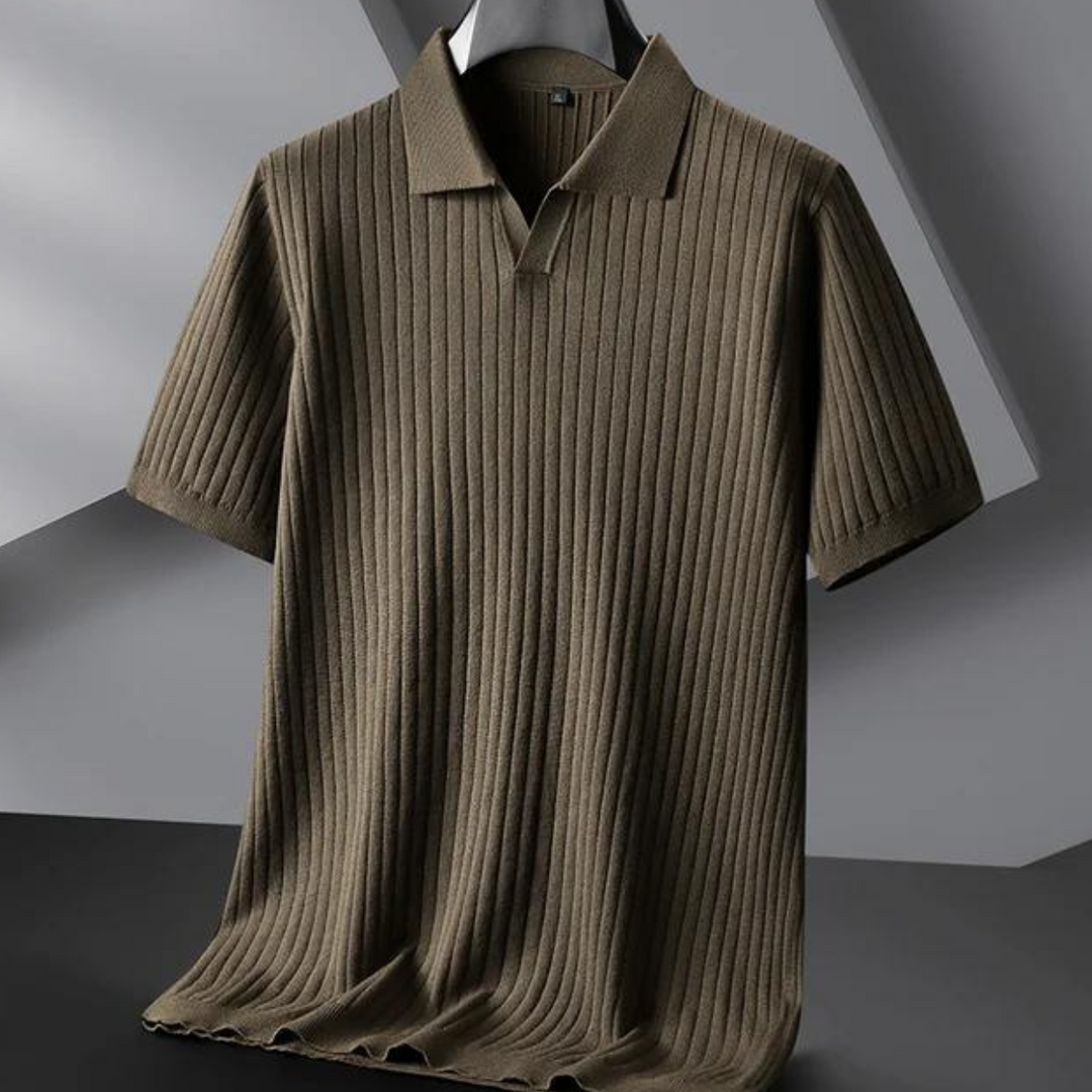Herre Polo T-shirt med Ribbet Design 3