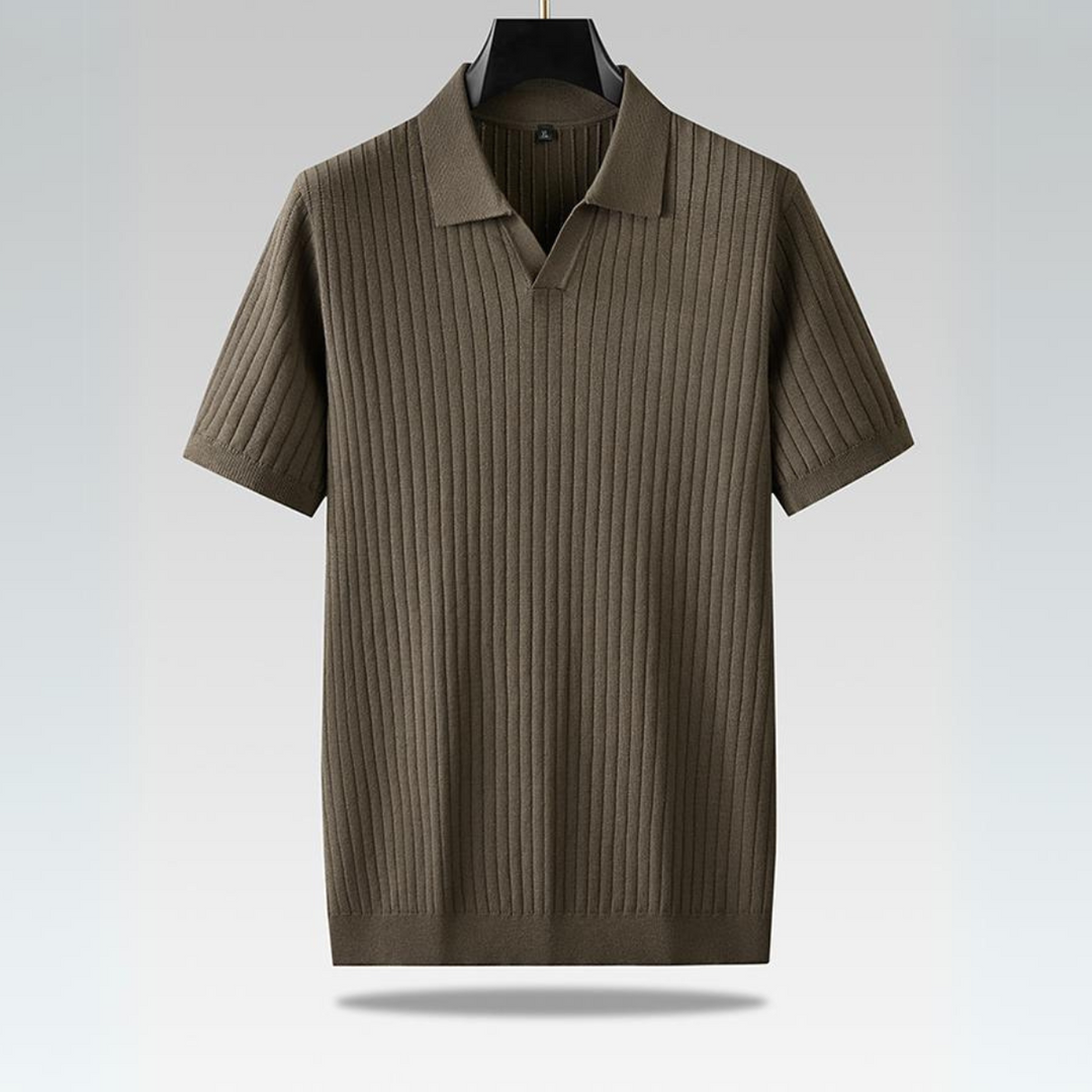 Herre Polo T-shirt med Ribbet Design 4