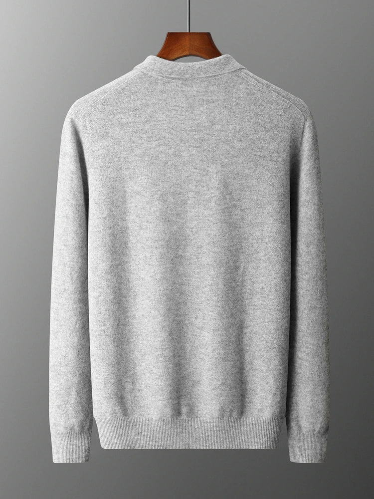 Herre Pullover Uldtrøje med Polo Krave i Merino Uld 1