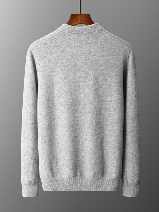 Herre Pullover Uldtrøje med Polo Krave i Merino Uld 1