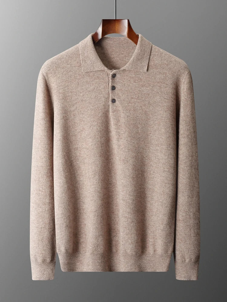 Herre Pullover Uldtrøje med Polo Krave i Merino Uld 2