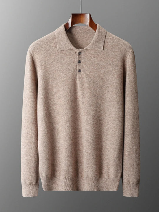 Herre Pullover Uldtrøje med Polo Krave i Merino Uld 2