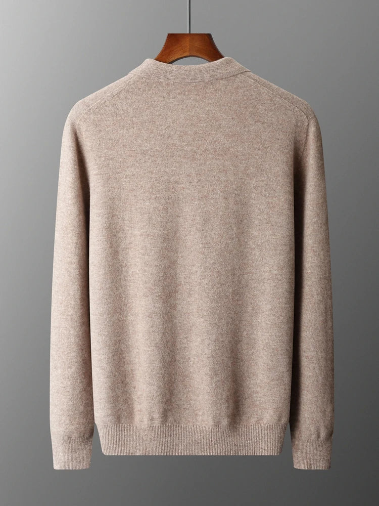 Herre Pullover Uldtrøje med Polo Krave i Merino Uld 3