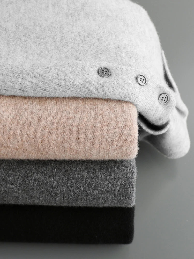 Herre Pullover Uldtrøje med Polo Krave i Merino Uld 5