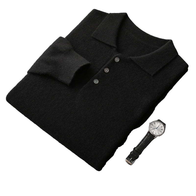 Herre Pullover Uldtrøje med Polo Krave i Merino Uld 6