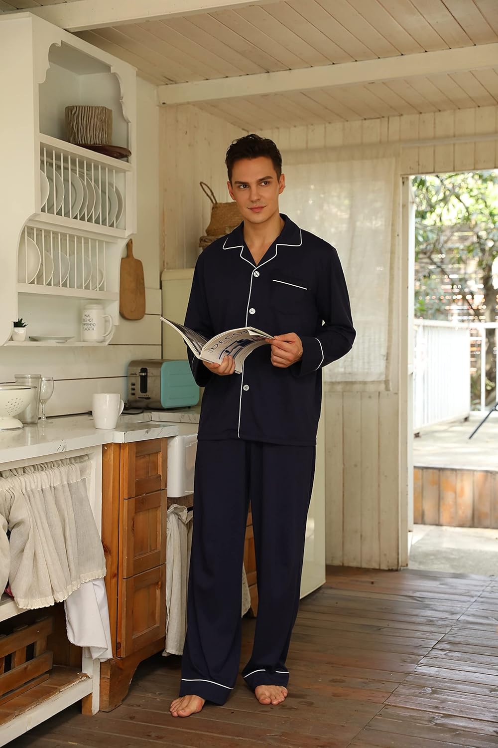 Herre Pyjamas Sæt Klassisk Stil 4