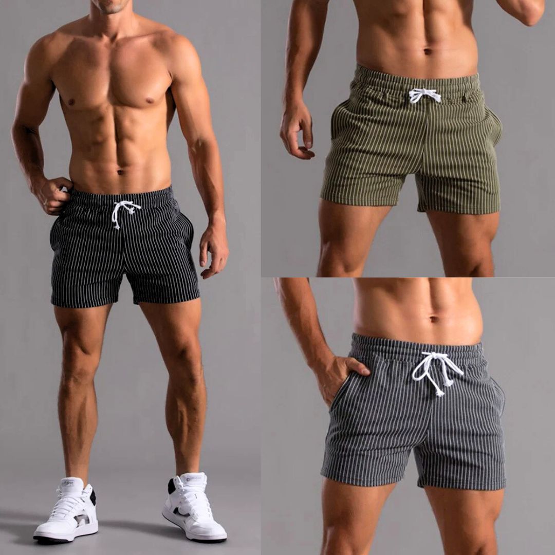 Herre Shorts Stribet Blødt Materiale til Træning og Afslapning 5