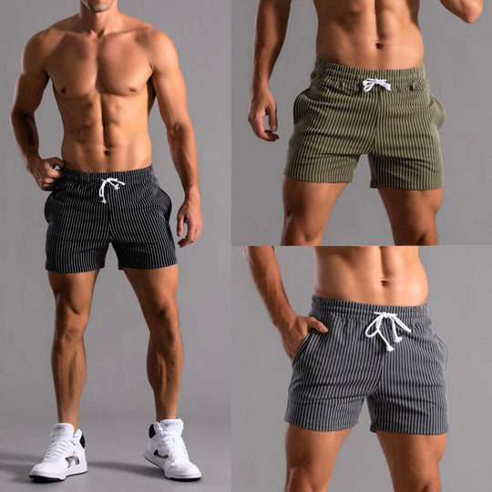 Herre Shorts Stribet Blødt Materiale til Træning og Afslapning 5