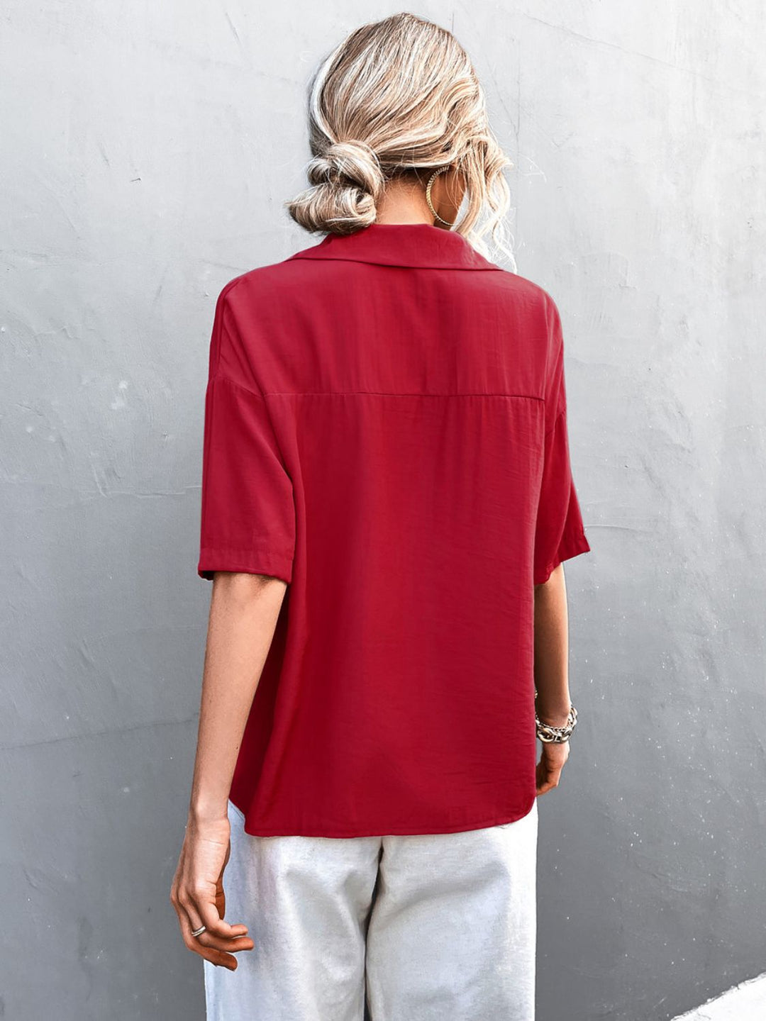 Herre Skjorte Kortærmet Button Down Polyester med Krave 4