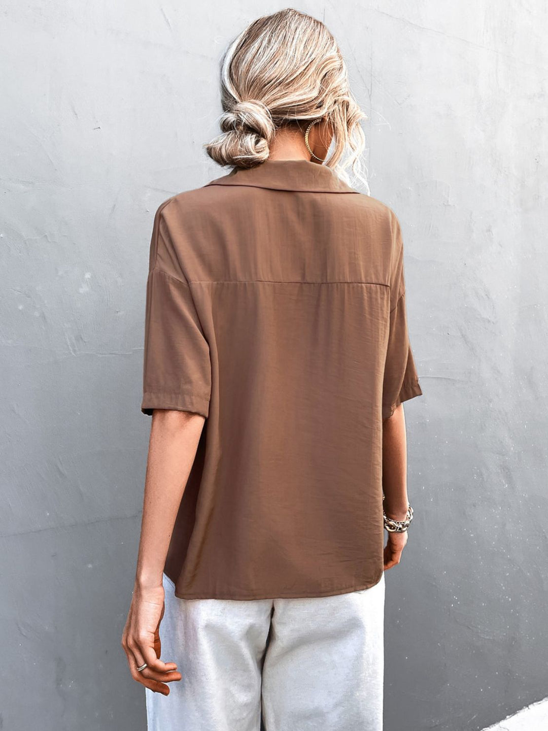 Herre Skjorte Kortærmet Button Down Polyester med Krave 9