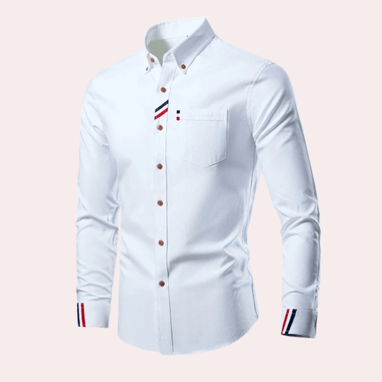 Herre Skjorte Langærmet Coton Blandingsdesign med Ombukket Krave 4