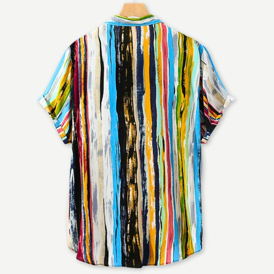 Herre Skjorte Multifarvet Stribet Premium Stof Casual 1