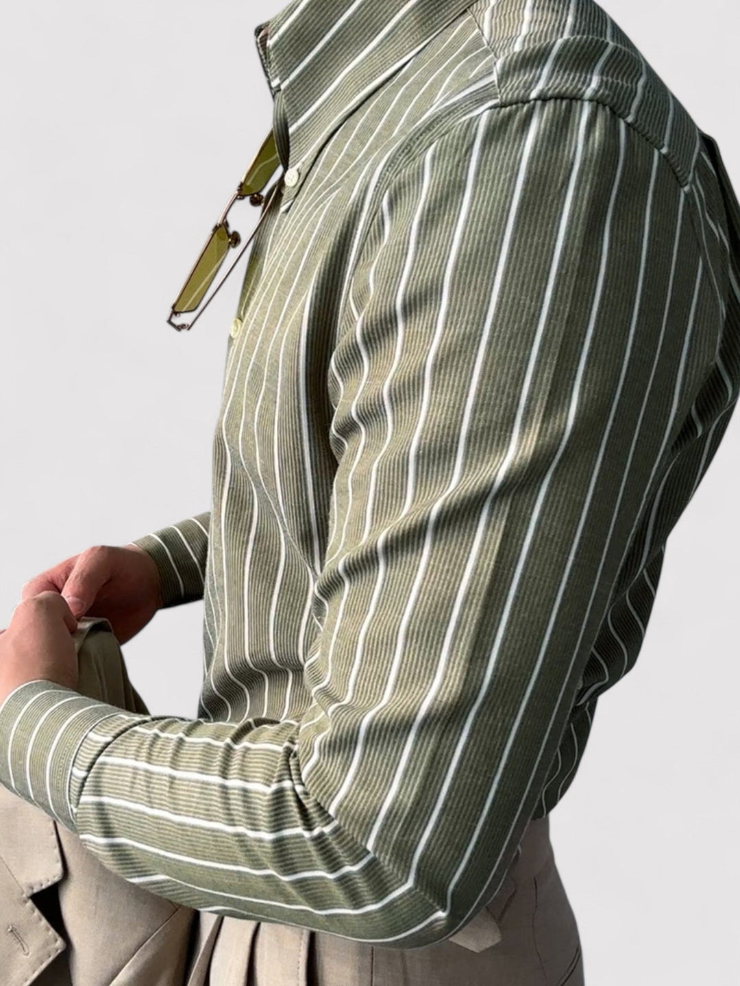 Herre Skjorte Slank Fit Stribet Design 2