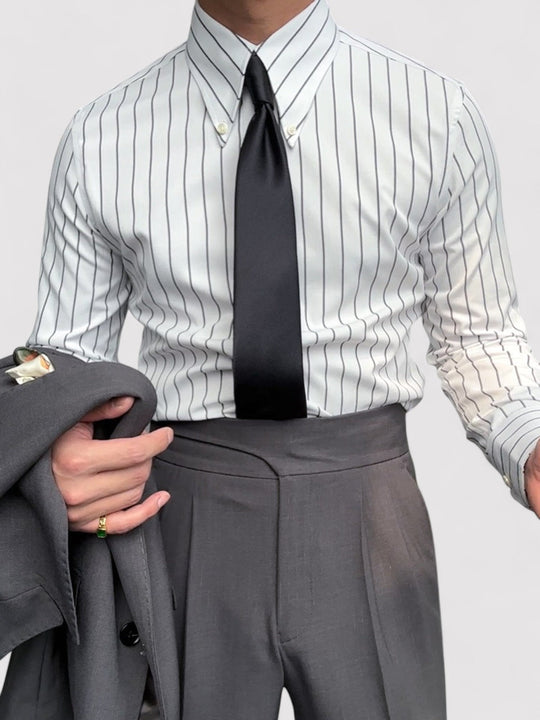 Herre Skjorte Slank Fit Stribet Design 6