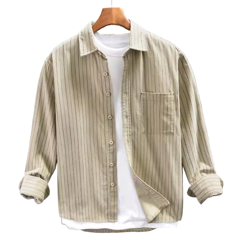 Herre Skjorter Langærmet Casual Med Lodret Stribe Design 0