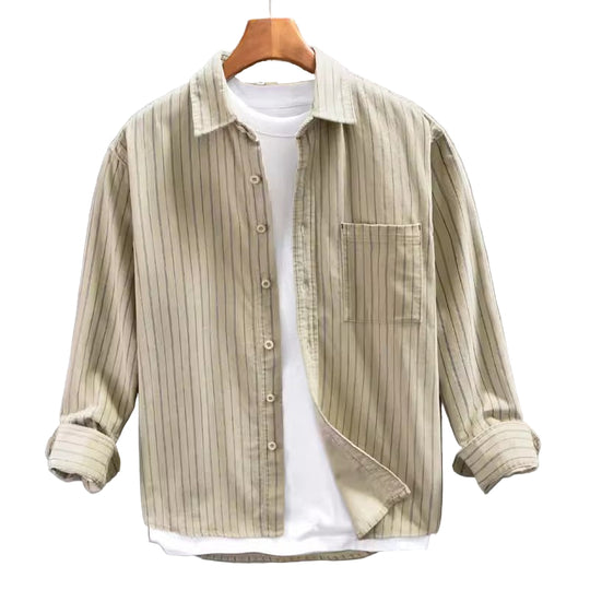 Herre Skjorter Langærmet Casual Med Lodret Stribe Design 0