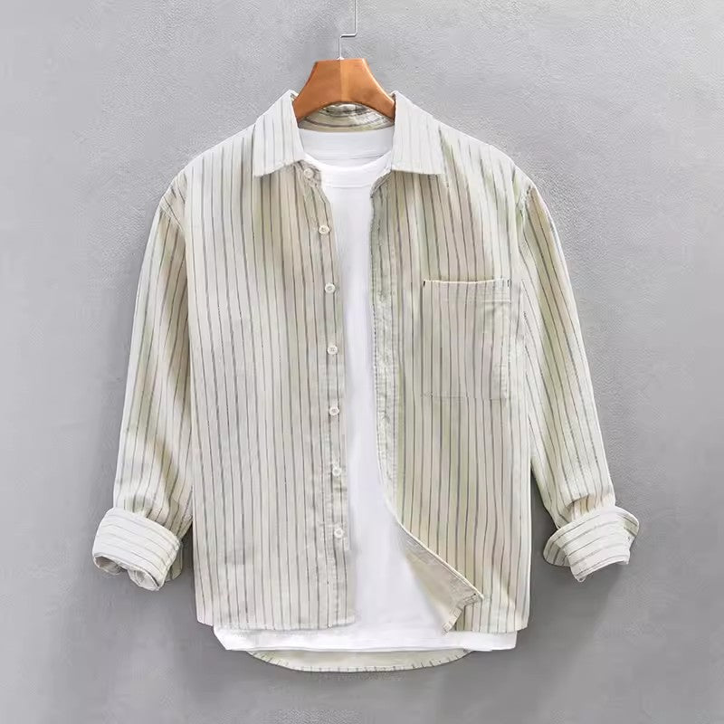 Herre Skjorter Langærmet Casual Med Lodret Stribe Design 1