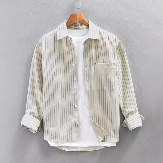 Herre Skjorter Langærmet Casual Med Lodret Stribe Design 1