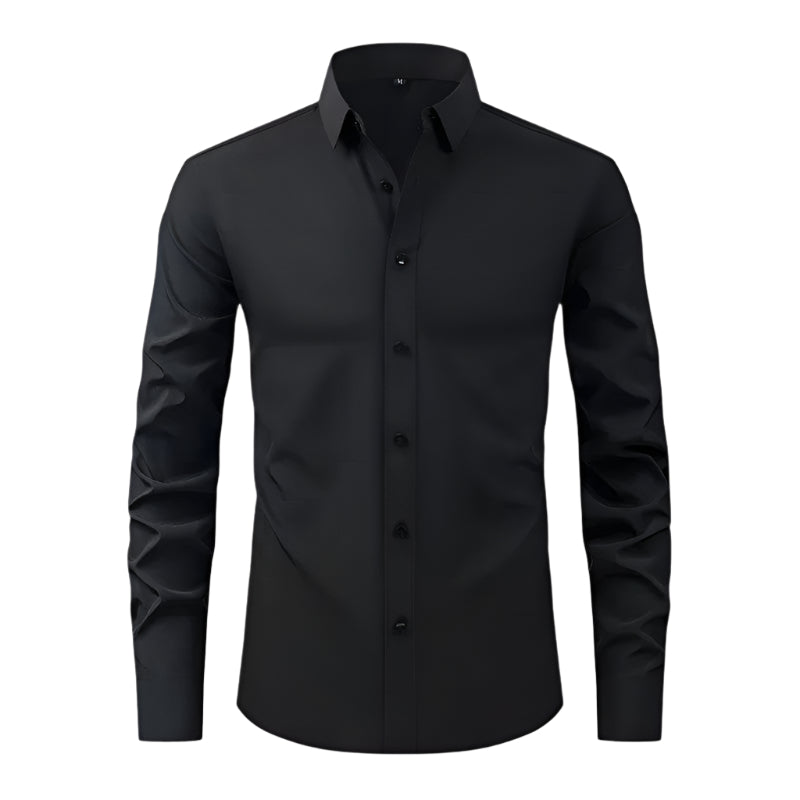Herre Slim-Fit Skjorte Elastisk Krølfri Polyester Langærmet 0