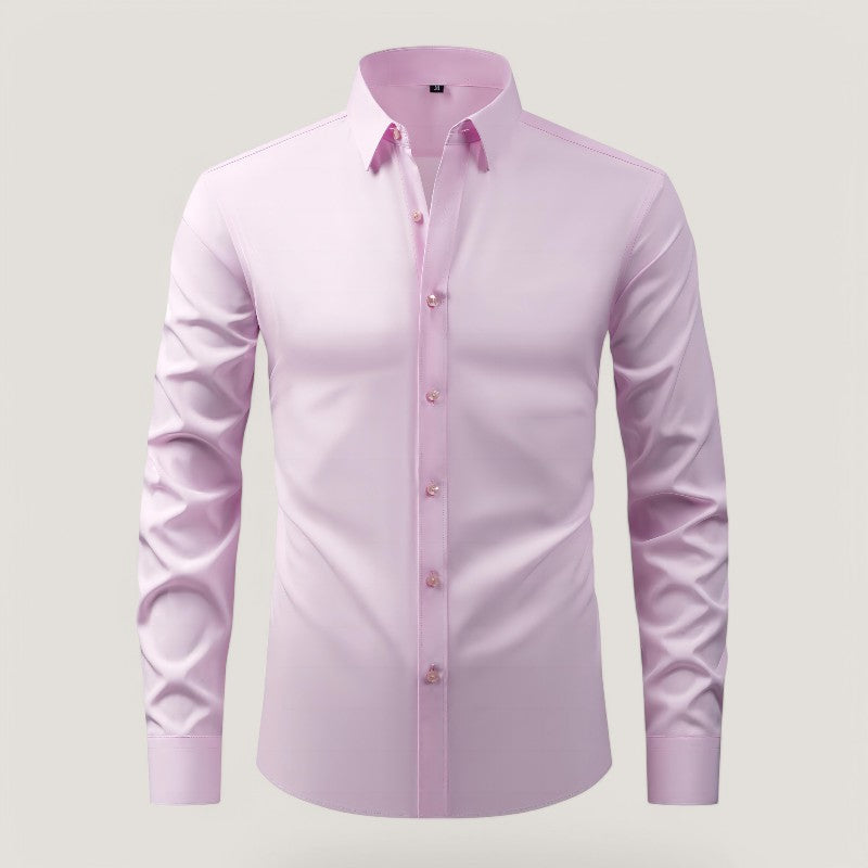 Herre Slim-Fit Skjorte Elastisk Krølfri Polyester Langærmet 1