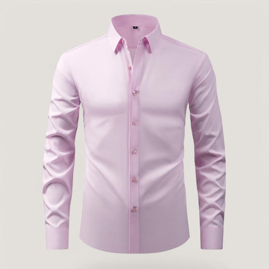 Herre Slim-Fit Skjorte Elastisk Krølfri Polyester Langærmet 1