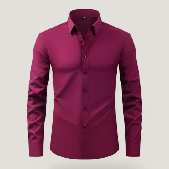 Herre Slim-Fit Skjorte Elastisk Krølfri Polyester Langærmet 3