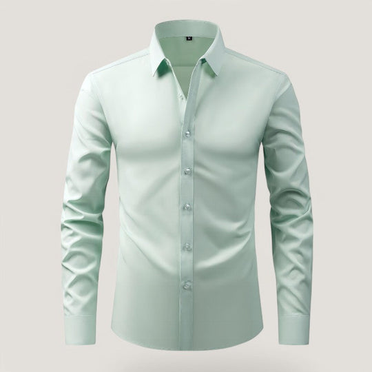 Herre Slim-Fit Skjorte Elastisk Krølfri Polyester Langærmet 4