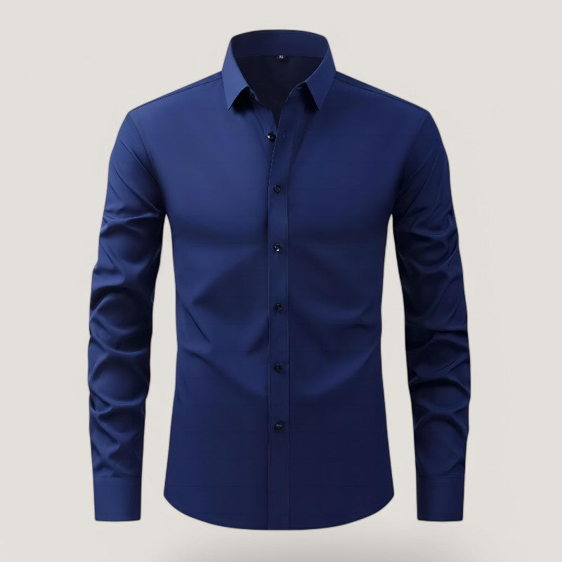 Herre Slim-Fit Skjorte Elastisk Krølfri Polyester Langærmet 6
