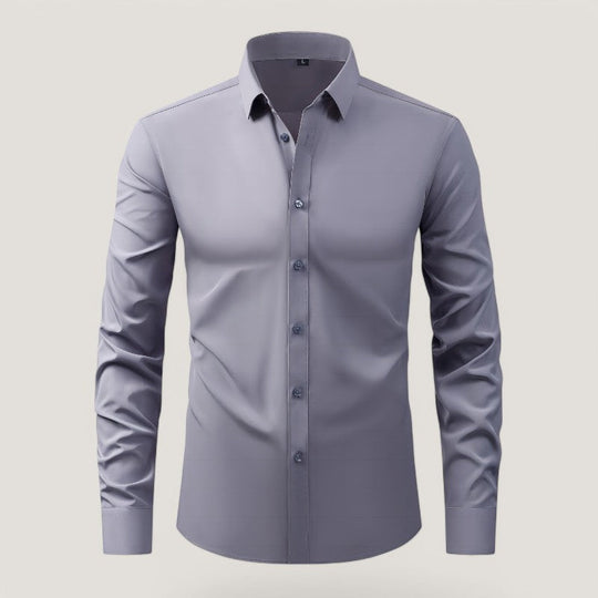 Herre Slim-Fit Skjorte Elastisk Krølfri Polyester Langærmet 7