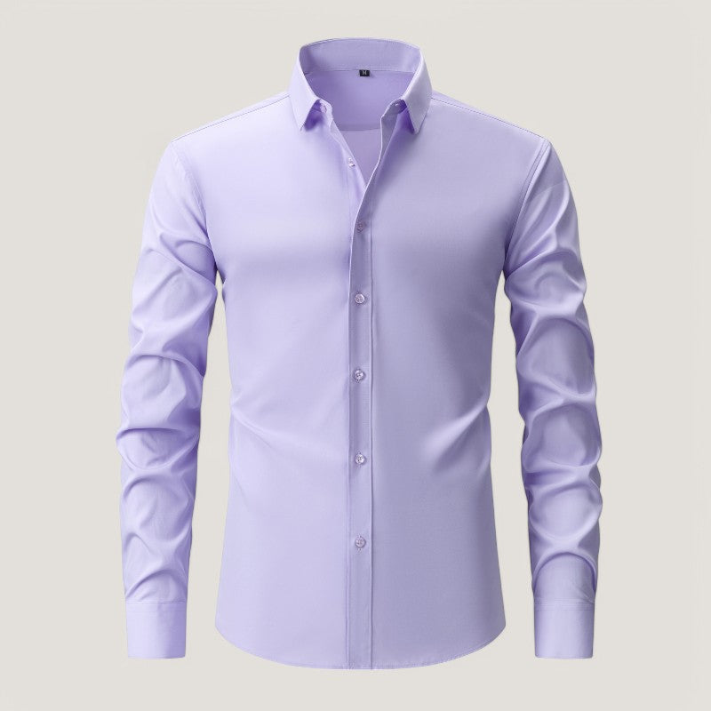 Herre Slim-Fit Skjorte Elastisk Krølfri Polyester Langærmet 8