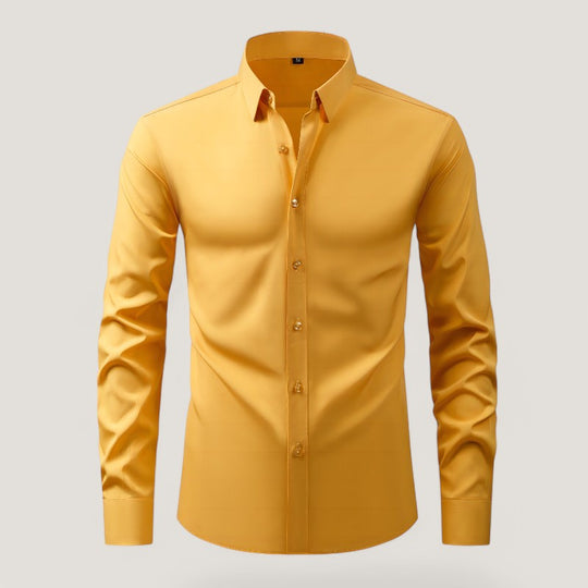 Herre Slim-Fit Skjorte Elastisk Krølfri Polyester Langærmet 9