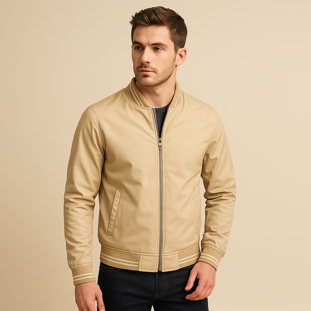 Herre Sommerjakke Sporty Stil Med Ribbet Krave 3