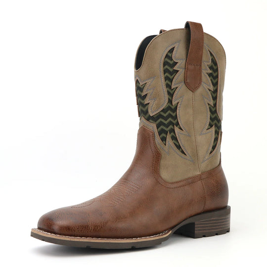 Herre Støvler Cowboy Læder Vintage Broderet Design 4