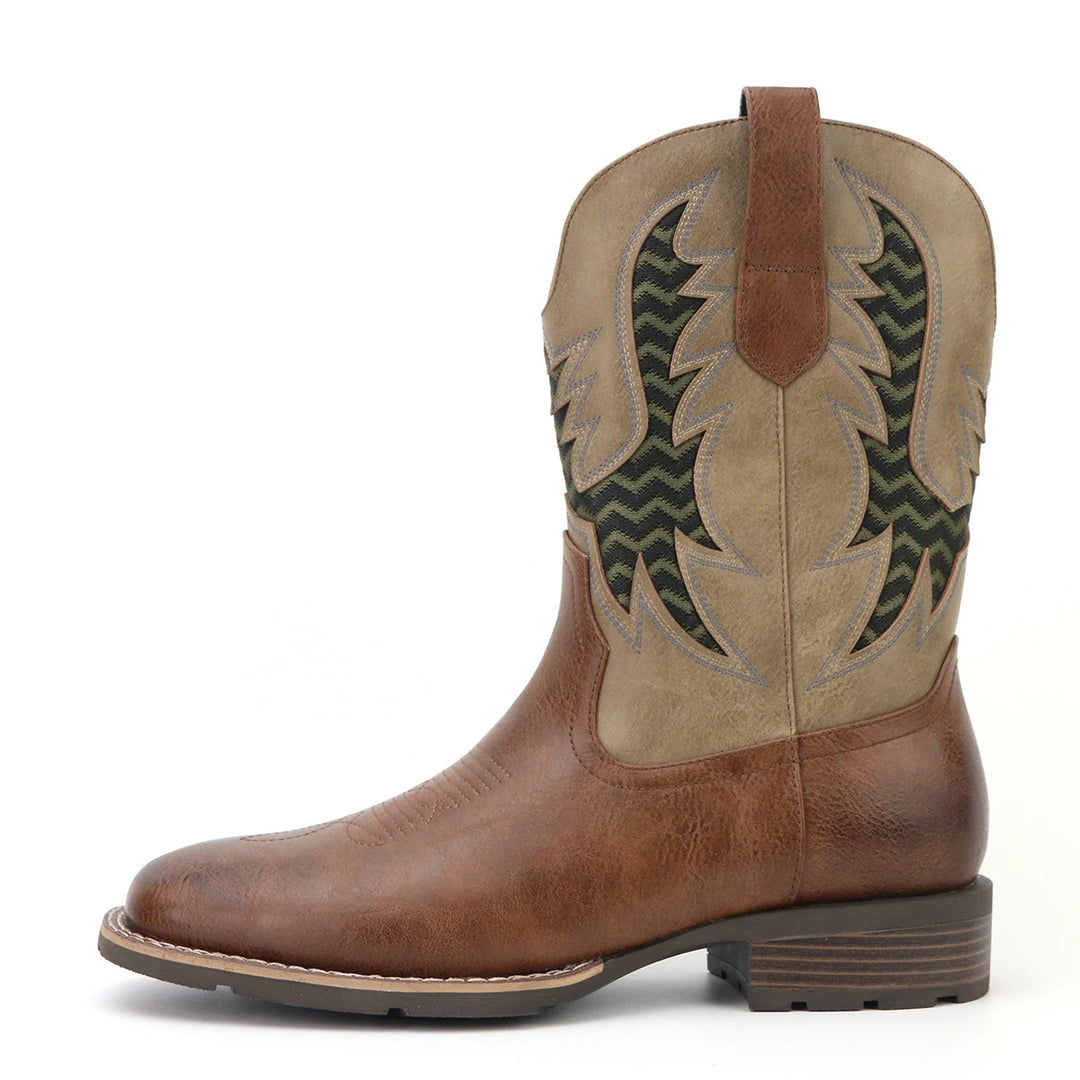 Herre Støvler Cowboy Læder Vintage Broderet Design 5