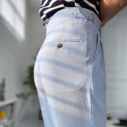 Herre Straight-Leg Bukser Høj Talje Plisseret Front 4