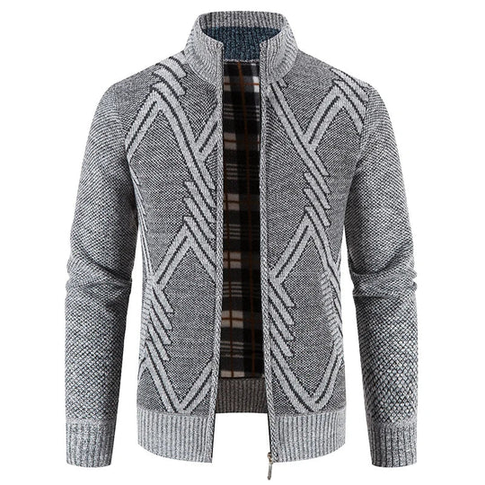 Herre Strikket Cardigan med Patchwork Design 10