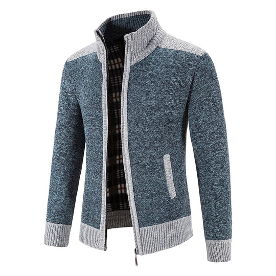 Herre Strikket Cardigan med Patchwork Design 6
