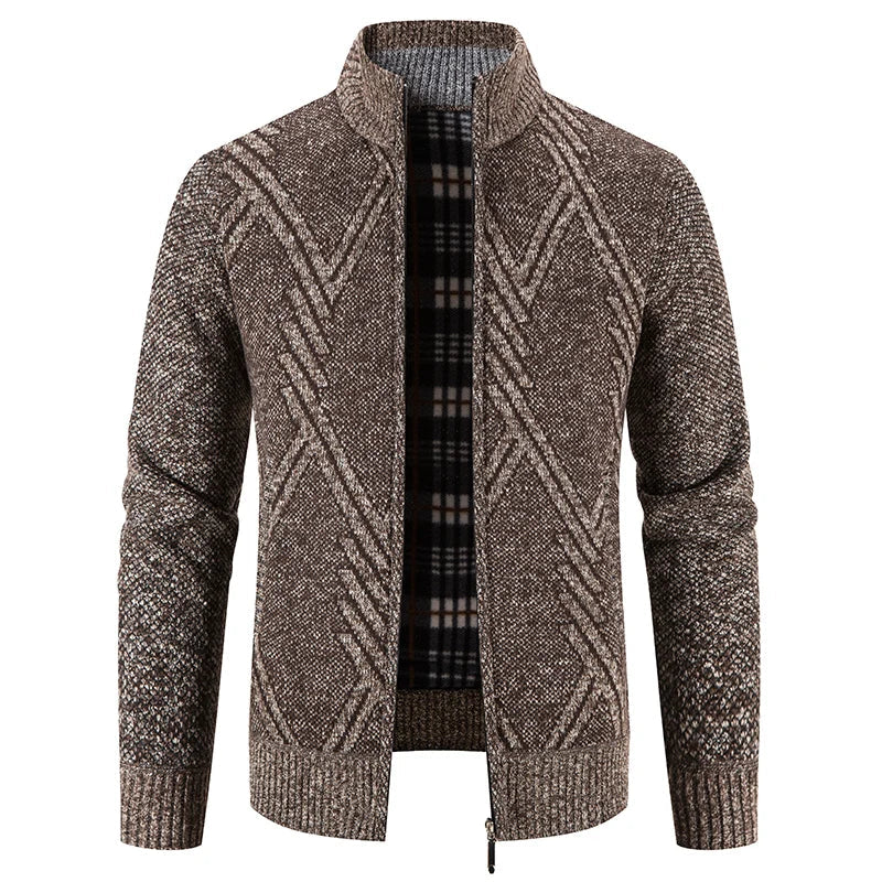 Herre Strikket Cardigan med Patchwork Design 7
